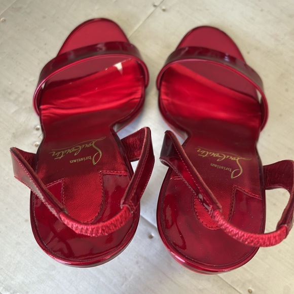 Christian Louboutin o Astrid red loubi metallic stiletto sandal 100mm sz 38 - Picture 6 of 11